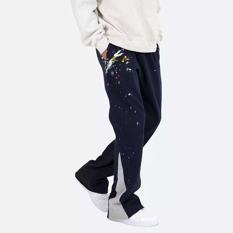 Custom streetwear sweatpants hip hop flare stacked pants trousers 100% cotton loose men's sweatpants track sweat pants for men